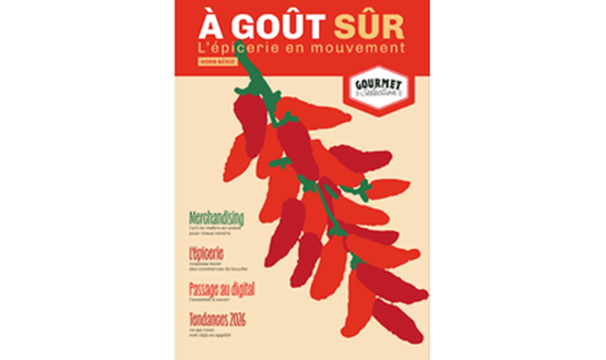 Couverture illustrée « À Goût Sûr » avec des piments rouges et le logo Gourmet Selection.