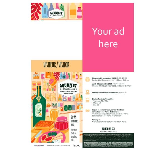 English poster for the Gourmet Selection trade show with "Your ad here"