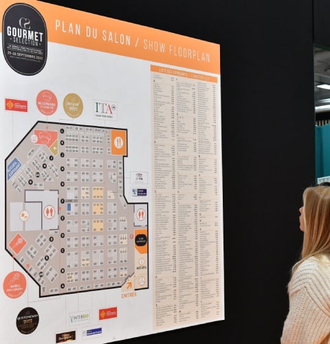 Visitor in front of the map